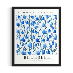 Bluebell Flower 3D Poster Art Print, Living Room Wall Art Poster, Original Painting Artwork Decor