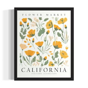 California Flower Market States Art Print, Living Room Wall Art Poster, Original Painting Artwork Decor