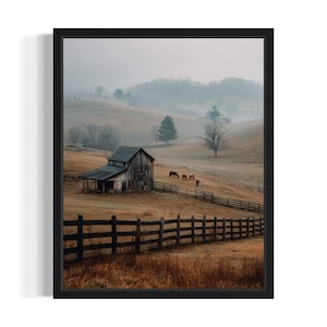 Kentucky Farmhouse States Art Print, Living Room Wall Art Poster, Original Painting Artwork Decor