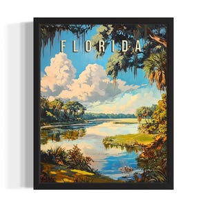 Florida Spring States Art Print, woonkamer muurkunstposter, origineel schilderij artwork decor