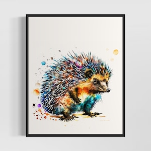 Porcupine Watercolor Art Print, Porcupines Painting Wall Art Poster, Original Artwork  by Artist