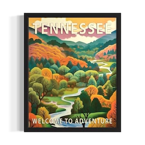 Tennessee Scenery States Poster Art Print, Living Room Wall Art Poster, Original Painting Artwork Decor
