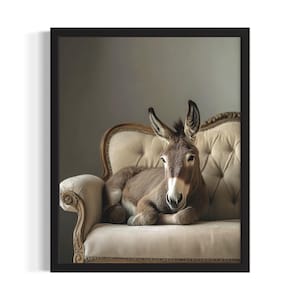 Donkey Animal Sofa Living Room Poster Art Print, Living Room Wall Art Poster, Original Painting Artwork Decor