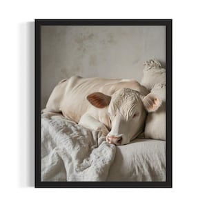 Cow Animal Bedroom Poster Art Print, Bedroom Wall Art Poster, Original Painting Artwork Decor