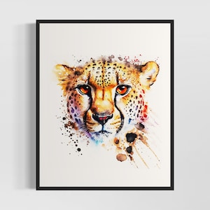 Cheetah Watercolor Art Print, Cheetah Painting Wall Art Decor, Original Artwork  by Artist