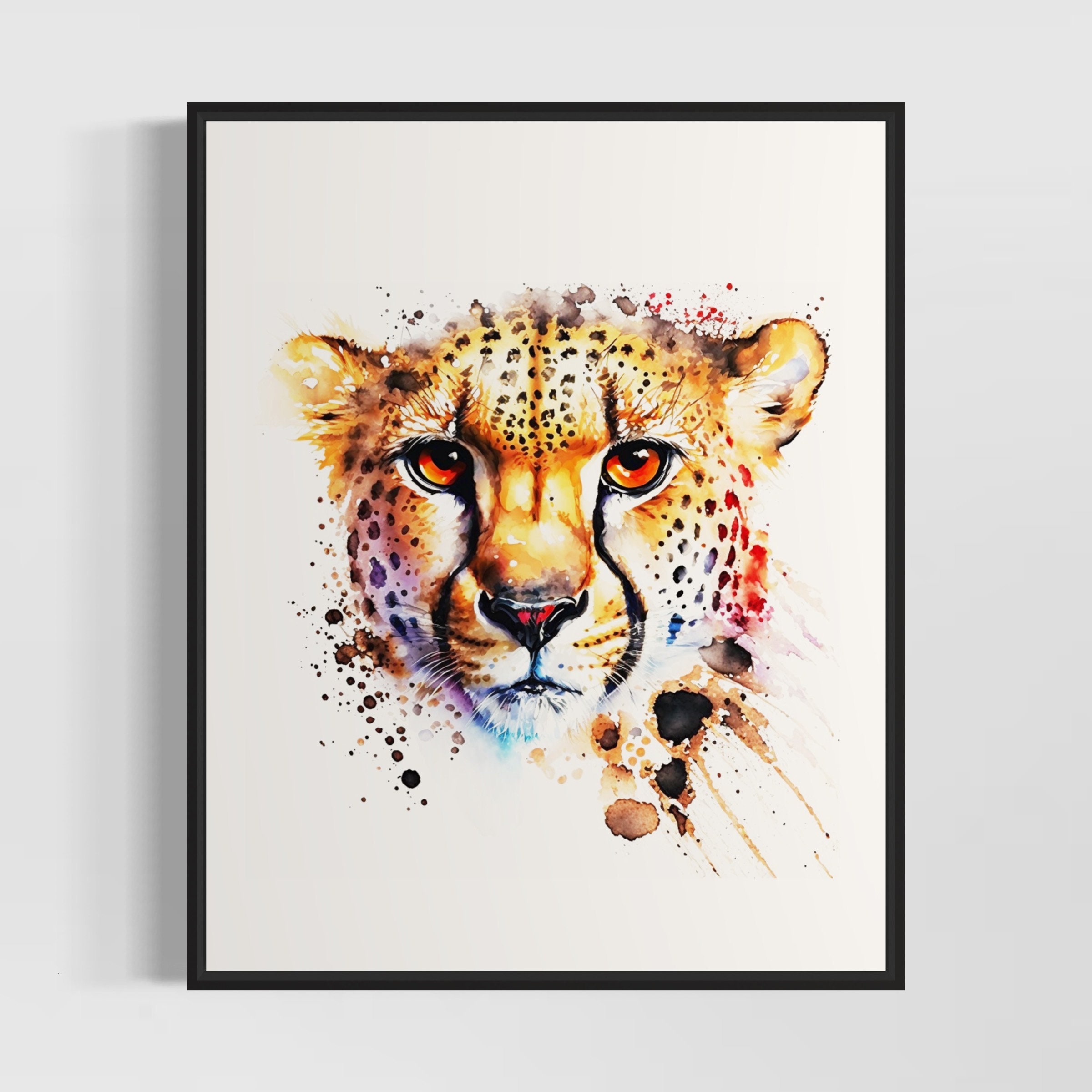 水彩画　チーター　ホワイトワトソン紙　絵画　アート　インテリア　動物の絵 Amazon.co.jp: 水彩画 チーター ホワイトワトソン紙 絵画 アート