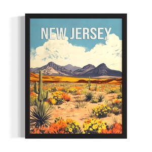 New Mexico Desert States Poster Art Print, Living Room Wall Art Poster, Original Painting Artwork Decor