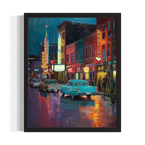 Impression d'art Tennessee Nashville États des années 1950, impression d'art, affiche d'art mural salon, oeuvre de peinture originale déco