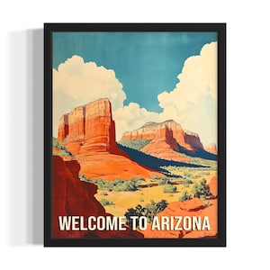Arizona Welcome States Art Print, Living Room Wall Art Poster, Original Painting Artwork Decor