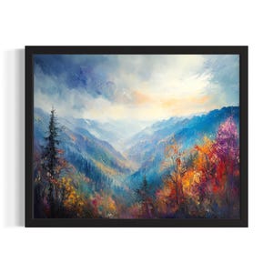 Great Smokey Mountains National Park Poster Art Print, Living Room Wall Art Poster, Original Painting Artwork Decor