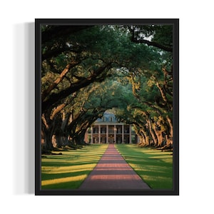 Louisiana Oak Alley Plantation States Art Print, Living Room Wall Art Poster, Original Painting Artwork Decor