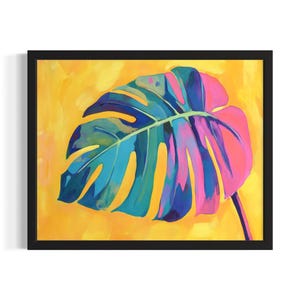 Tropical Leaves Landscape Poster Art Print, Living Room Wall Art Poster, Original Painting Artwork Decor