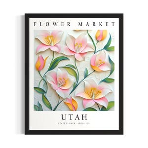Utah State Flower Market Poster Art Print, Living Room Wall Art Poster, Original Painting Artwork Decor