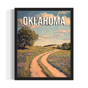 Oklahoma Summer States Poster Art Print, Living Room Wall Art Poster, Original Painting Artwork Decor