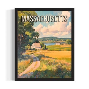 Massachusetts Spring States Poster Art Print, Living Room Wall Art Poster, Original Painting Artwork Decor