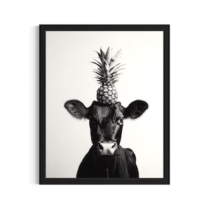 Cow Kitchen Animals Poster Art Print, Kitchen Wall Art Poster, Original Painting Artwork Decor