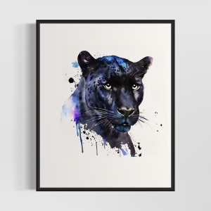 Panther Watercolor Art Print, Panther Painting Wall Art Poster, Original Artwork  by Artist