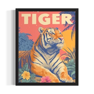 Tiger Pop Art Animal Poster Art Print, Living Room Wall Art Poster, Original Painting Artwork Decor