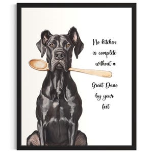 Great Dane Dog Kitchen Poster Art Print, Living Room Wall Art Poster, Original Painting Artwork Decor