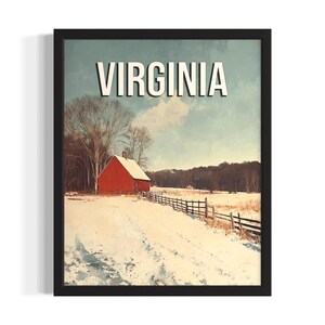 Virginia Winter States Poster Art Print, woonkamer muurkunstposter, origineel schilderij artwork decor