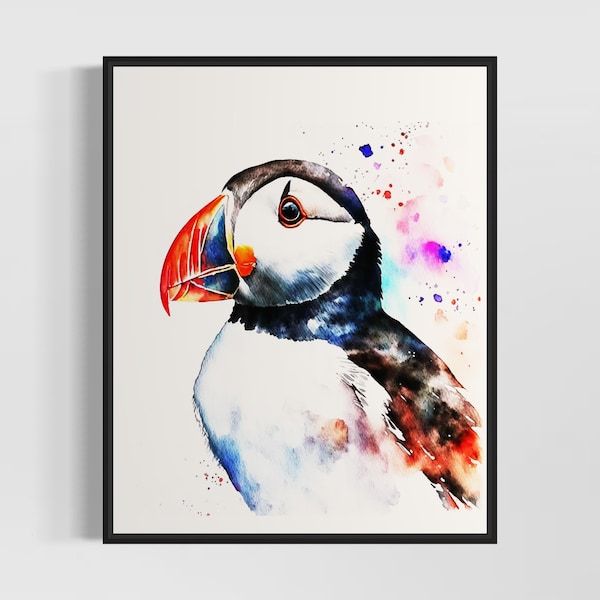 Puffin Watercolor Art Print, Puffin Painting Wall Art Poster, Original Artwork  by Artist