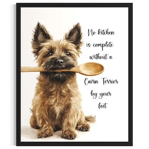 Cairn Terrier Dog Kitchen Poster Art Print, Living Room Wall Art Poster, Original Painting Artwork Decor