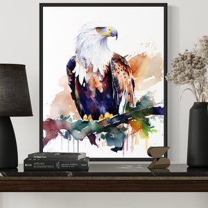African Fish Eagle Watercolor Art Print, African Fish Eagle Monitor Painting Wall Art Decor, Original Artwork by Artist image 3