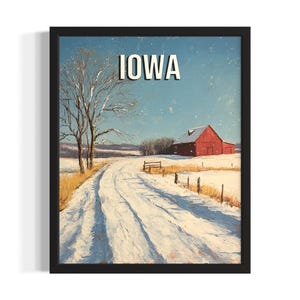 Iowa Winter State Park States Art Print, Living Room Wall Art Poster, Original Painting Artwork Decor