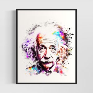 Albert Einstein Watercolor Art Print, Albert Einstein Painting Wall Art Decor, Original Artwork  by Artist