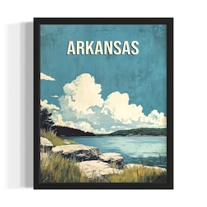 Arkansas Lake Ouachita States Art Print, Living Room Wall Art Poster, Original Painting Artwork Decor