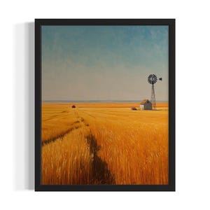 Kansas Golden Field States Art Print, Living Room Wall Art Poster, Original Painting Artwork Decor