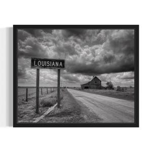 Louisiana Vintage Black and White States Art Print, Living Room Wall Art Poster, Original Painting Artwork Decor