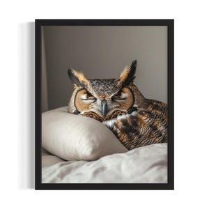 Great Horned Owl Bird Bedroom Poster Art Print, Bedroom Wall Art Poster, Original Painting Artwork Decor
