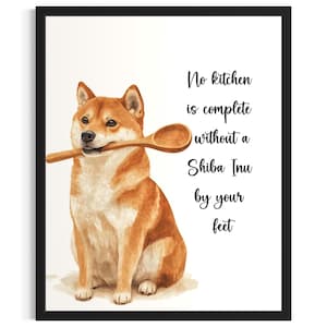 Shiba Inu Dog Kitchen Poster Art Print, Living Room Wall Art Poster, Original Painting Artwork Decor