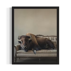Bison Tier Sofa Wohnzimmer Poster Art Print, Wohnzimmer Wand Kunst Poster, Originale Malerei Kunstwerk Dekor