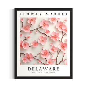 Impression d&#39;art d&#39;affiche du marché aux fleurs de l&#39;État du Delaware, affiche d&#39;art murale du salon, décoration d&#39;oeuvre de peinture originale