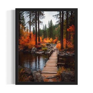 Idaho Autumn Forest States Art Print, woonkamer muurkunstposter, origineel schilderij artwork decor