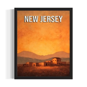 New Mexico Sunset Landscape States Poster Art Print, Living Room Wall Art Poster, Original Painting Artwork Decor