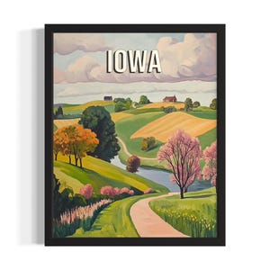Iowa Spring State Park State Park States Art Print, Living Room Wall Art Poster, Original Painting Artwork Decor