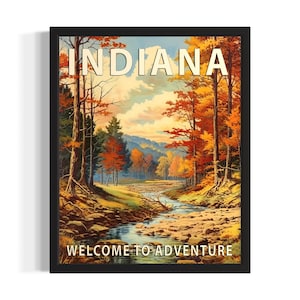 Indiana Scenery State Park State Park States Art Print, woonkamer muurkunstposter, origineel schilderij artwork decor