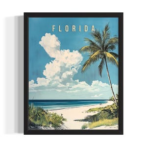 Florida Beaches States Art Print, woonkamer muurkunstposter, origineel schilderij artwork decor
