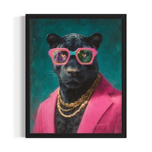 Panther Animal Poster Art Print, Living Room Wall Art Poster, Original Painting Artwork Decor
