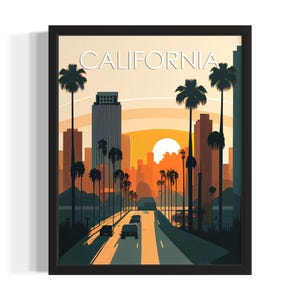 California N States Art Print, Living Room Wall Art Poster, Original Painting Artwork Decor