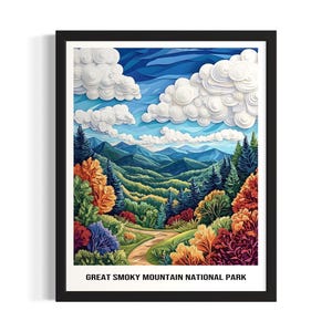 Great Smoky Mountain National Park Poster Art Print, Living Room Wall Art Poster, Original Painting Artwork Decor