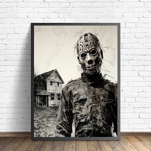 Psycho Killer Art Print, Scary Spooky Haunted Gothic Wall Art Painting Decor Photo