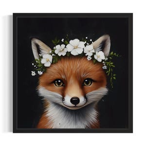 Red Fox Nursery Animal Poster Art Print, Living Room Wall Art Poster, Original Painting Artwork Decor