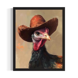 Turkey  Animal Cowboy Poster Art Print, Living Room Wall Art Poster, Original Painting Artwork Decor