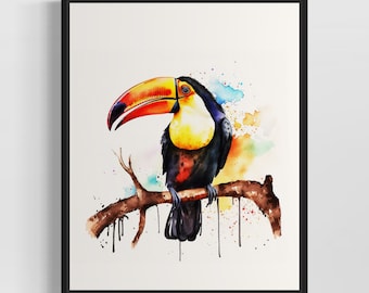 Toucan Watercolor Art Print, Toucan Wall Art Poster, Original Artwork  by Artist