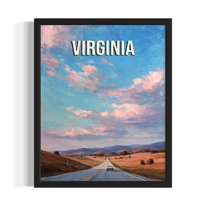 Virginia highway States Poster Art Print, Living Room Wall Art Poster, Original Painting Artwork Decor