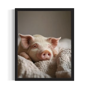 Pig Animal Bedroom Poster Art Print, Bedroom Wall Art Poster, Original Painting Artwork Decor